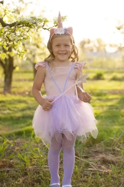 Great Pretenders Shimmer Unicorn Jurk & Diadeem Pink size 5-6