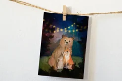Lotte Drouen Ansichtkaart Knuffelende Dieren